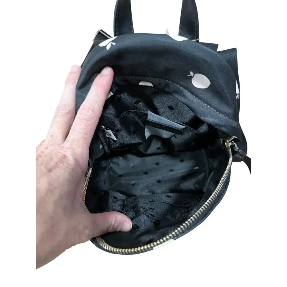 Kate Spade Chelsea The Little Mini Black Nylon Apple Backpack Bag